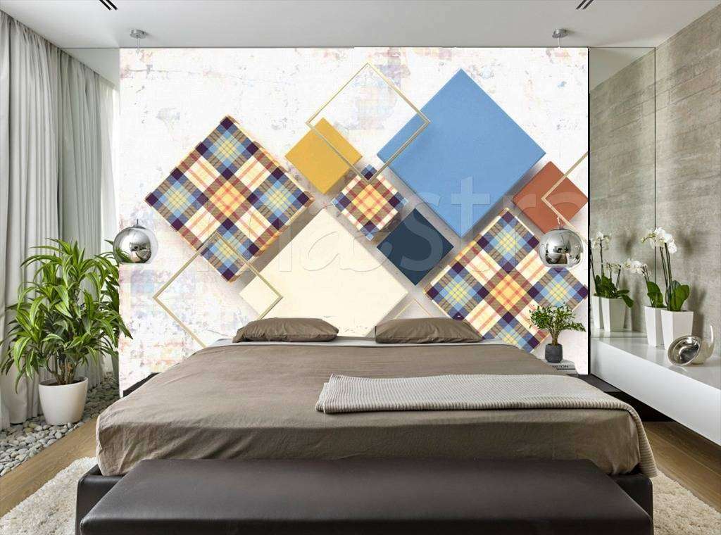 Фотообои в интерьере 3д четырехугольник  15-026 фото