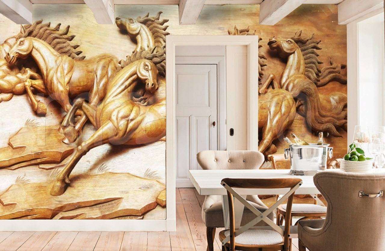 Фотообои в интерьере кони 3d  7-805 фото