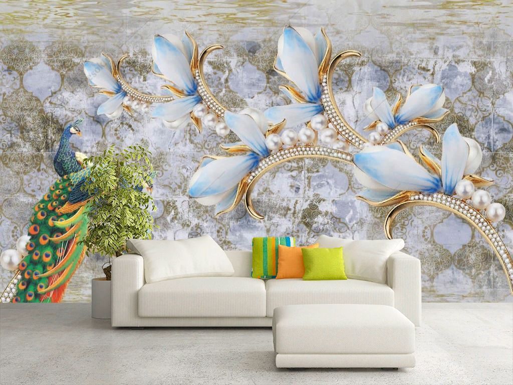 Фотообои 3д Голубые драгоценности  10-908