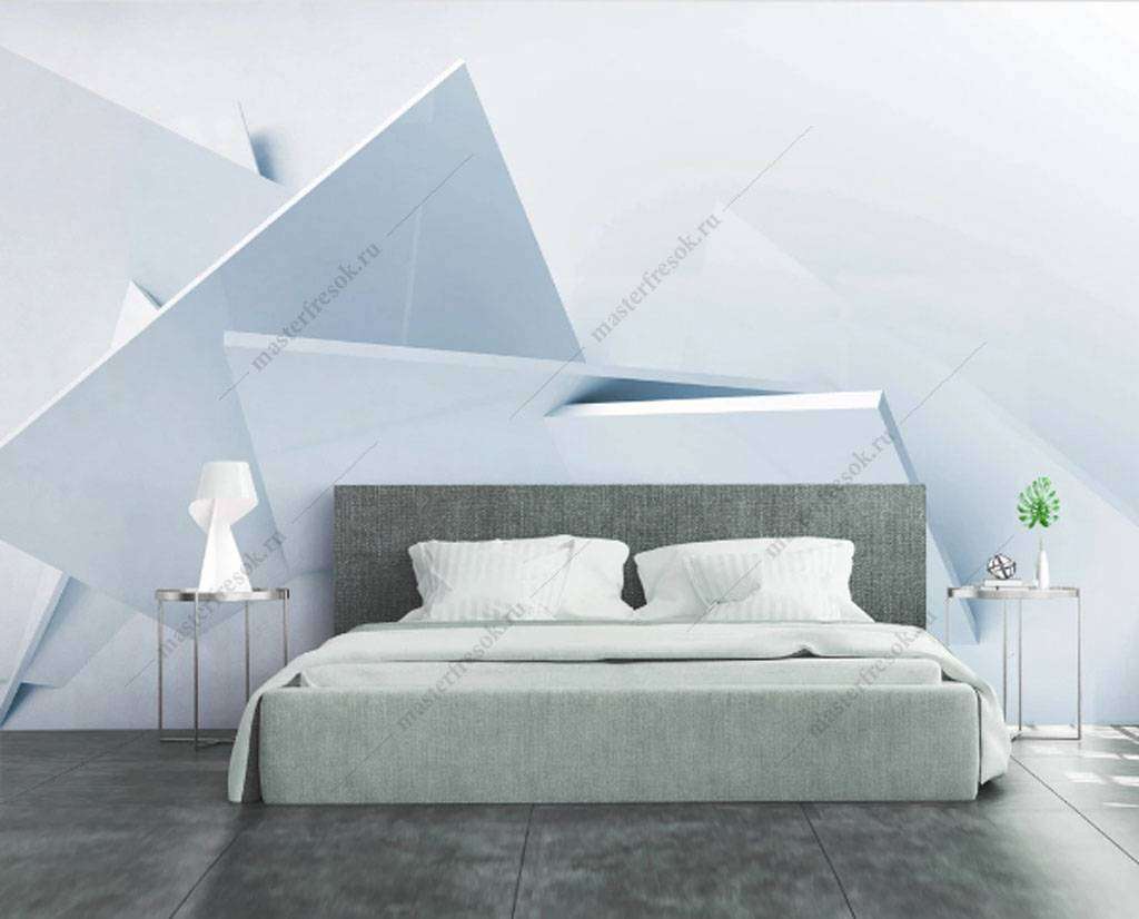 Фотообои в интерьере белая геометрия  15-813 фото