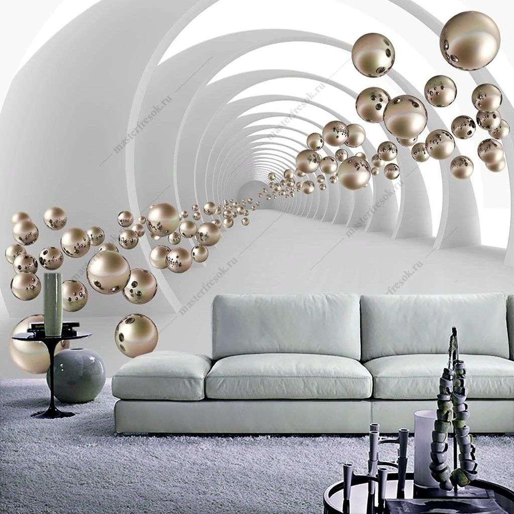 Фотообои в интерьере 3д шары золото  10-901 фото