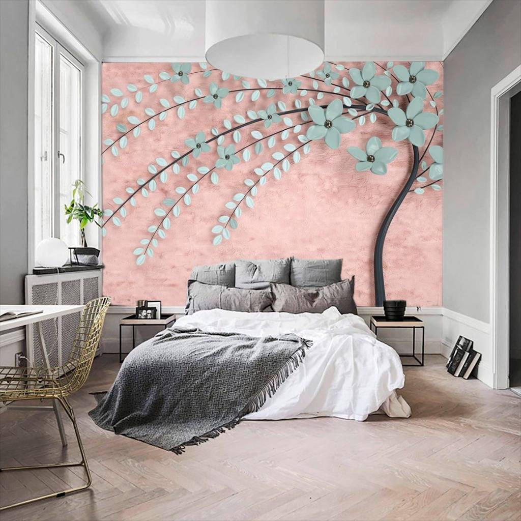 Фотообои Дерево 3д голубое  15-452