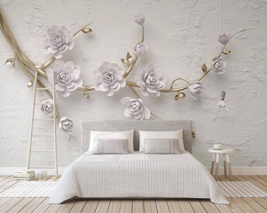 Фотообои 3д ветка с сиреневыми цветами  15-371