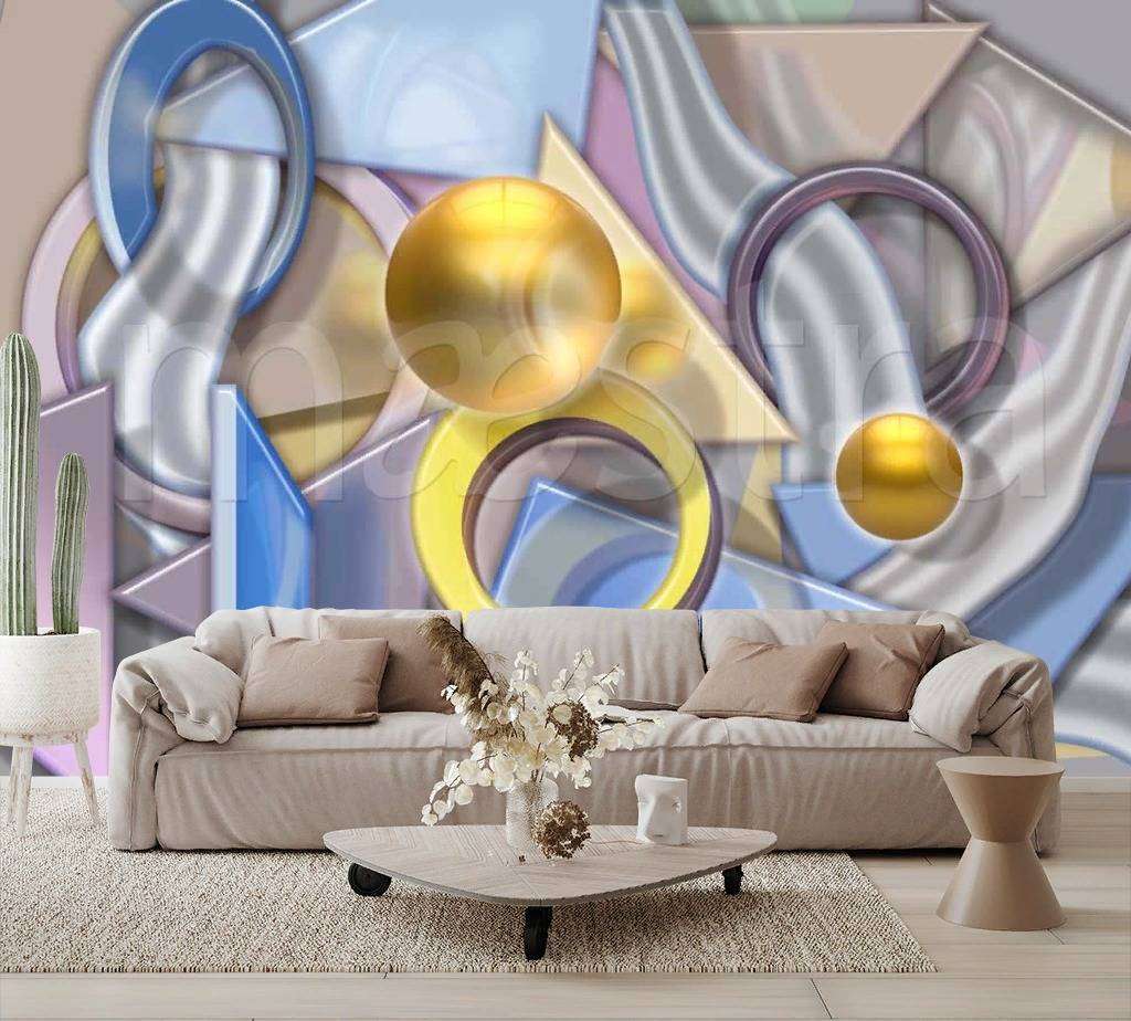 Фотообои в интерьере абстракция геометрическая  7-710 фото