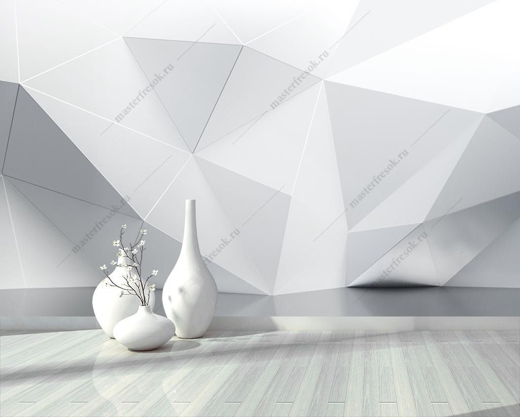 Фотообои 3д белая стена  9-1443