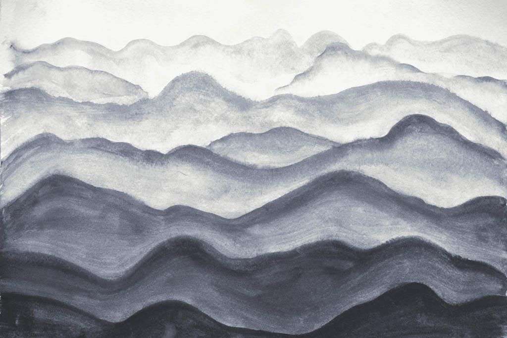 Фотообои в интерьере синие 3д холмы  9-1365 фото