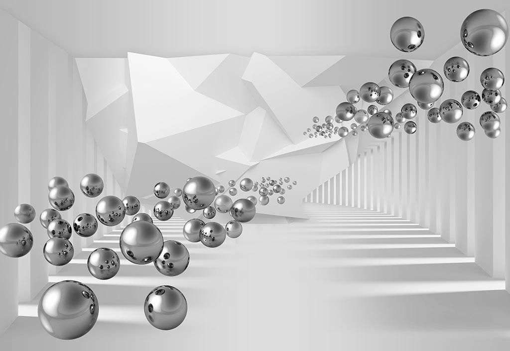 Фотообои в интерьере 3д шары металлик  10-900 фото