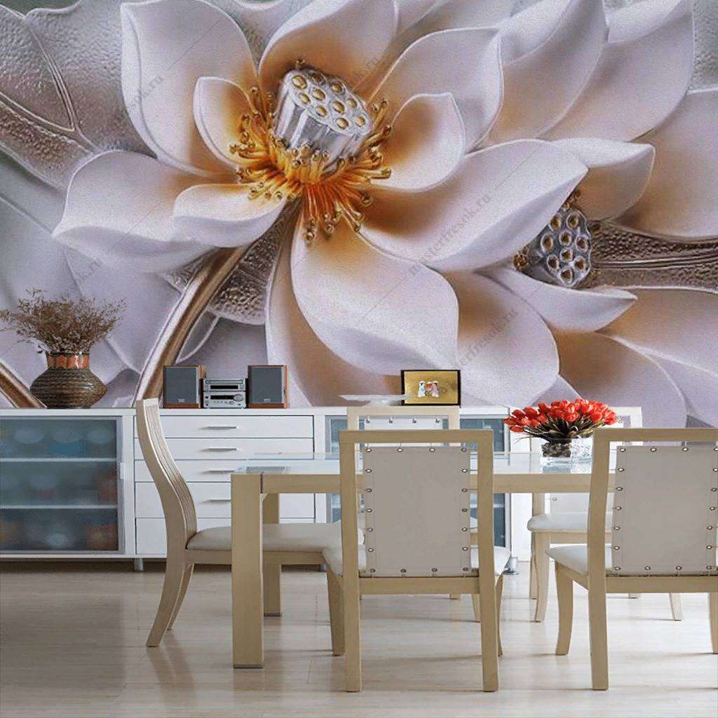 Фотообои в интерьере 3д нежная магнолия  10-858 фото