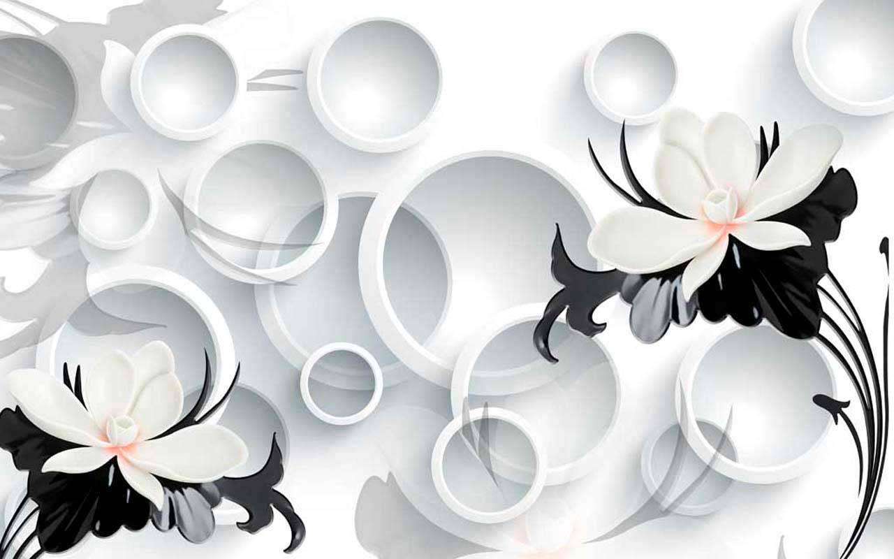 Фотообои в интерьере цветы на светлом объемном фото  10-428 фото