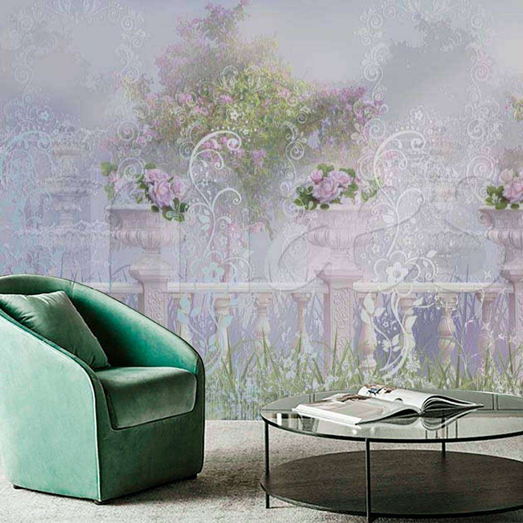 Фотообои в интерьере фон с цветами на балконе  7-258 фото