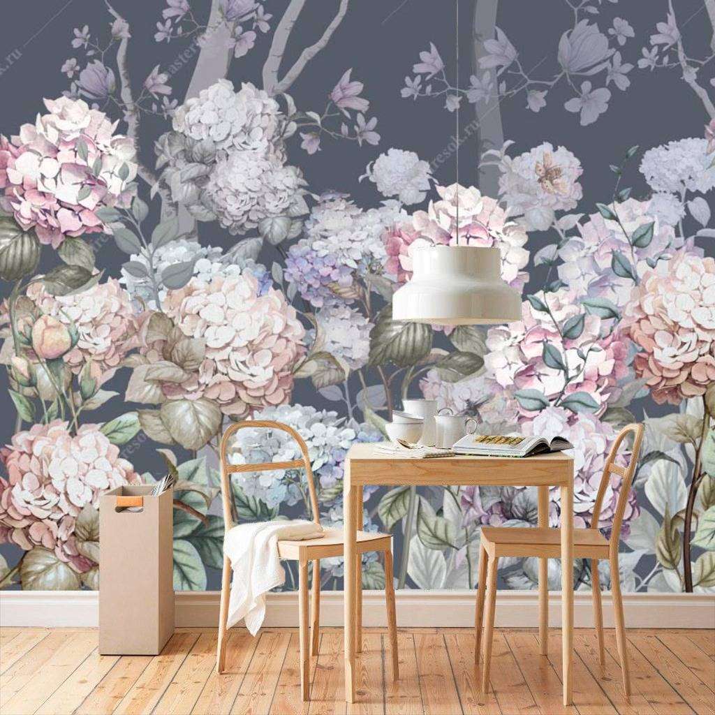 Фотообои в интерьере гортензии  13-115 фото