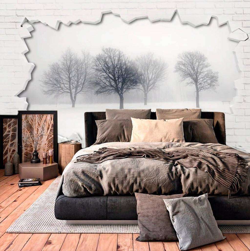 Фотообои в интерьере лес в стене  15-741 фото