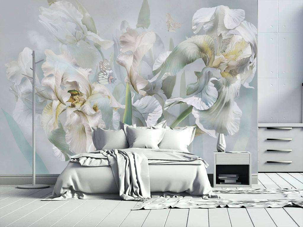 Фотообои в интерьере белые ирисы  13-178 фото
