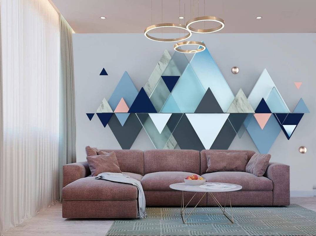 Фотообои 3д треугольники синие  15-379