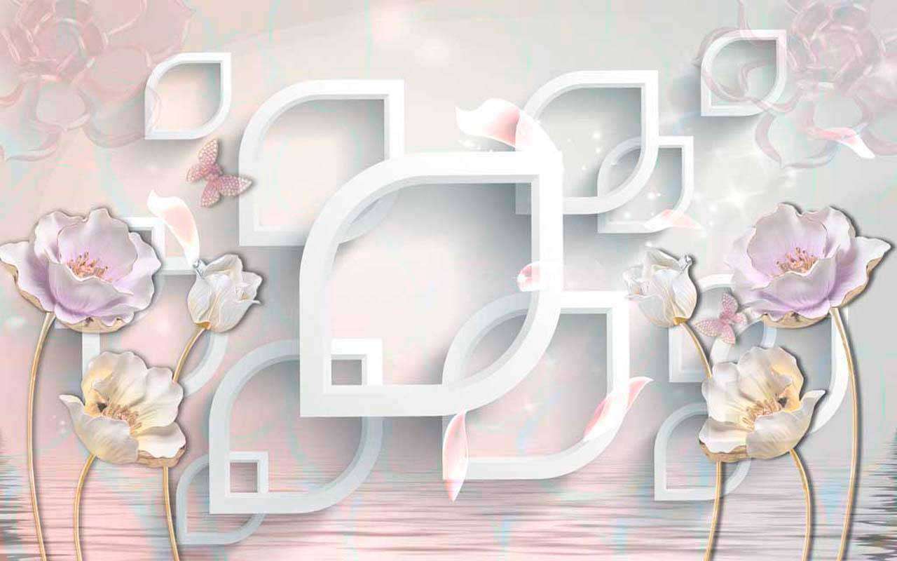 Фотообои в интерьере нежные лилии 3д  10-388 фото