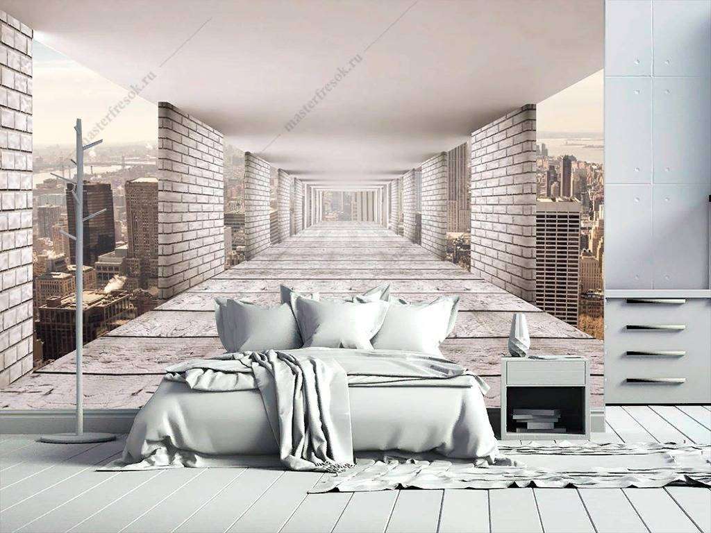 Фотообои в интерьере прямая перспектива  9-1187 фото