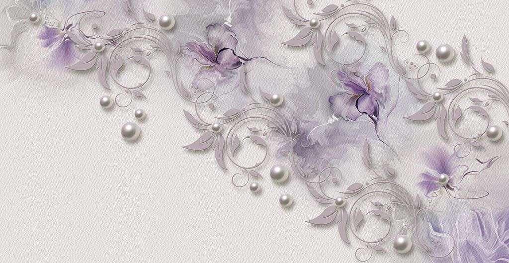 Фотообои в интерьере 3д цветы фиолетовые нежные  10-928 фото