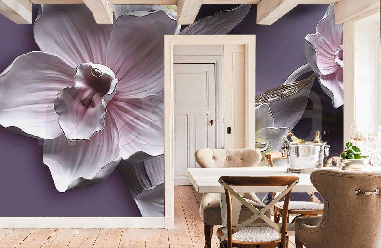 Фотообои в интерьере орхидеи 3д  7-811 фото