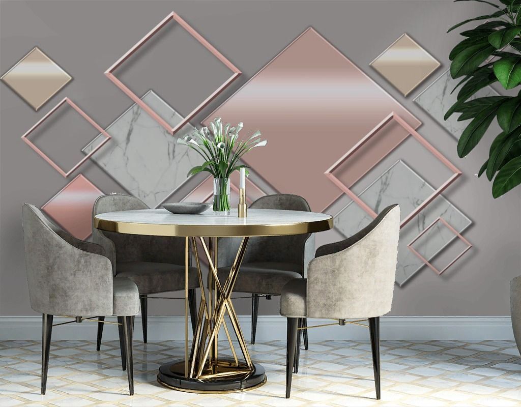 Фотообои 3д ромбы на сером фоне  9-2050