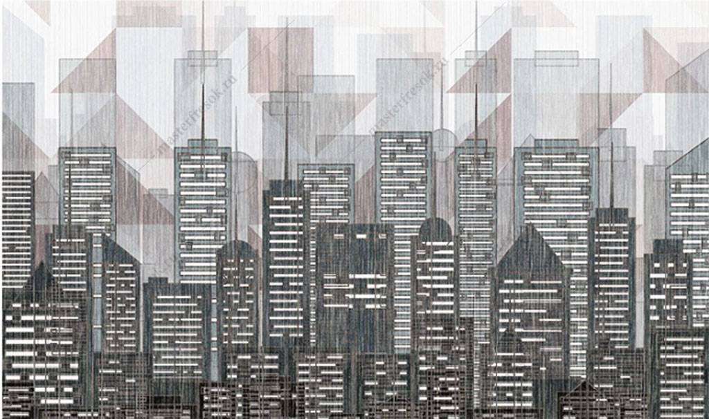 Фотообои в интерьере рисунок города  15-851 фото