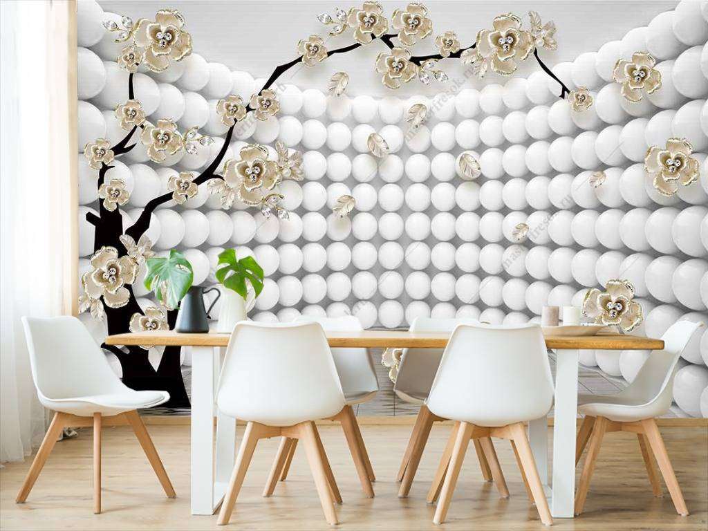 Фотообои в интерьере 3д стена с шарами  10-714 фото