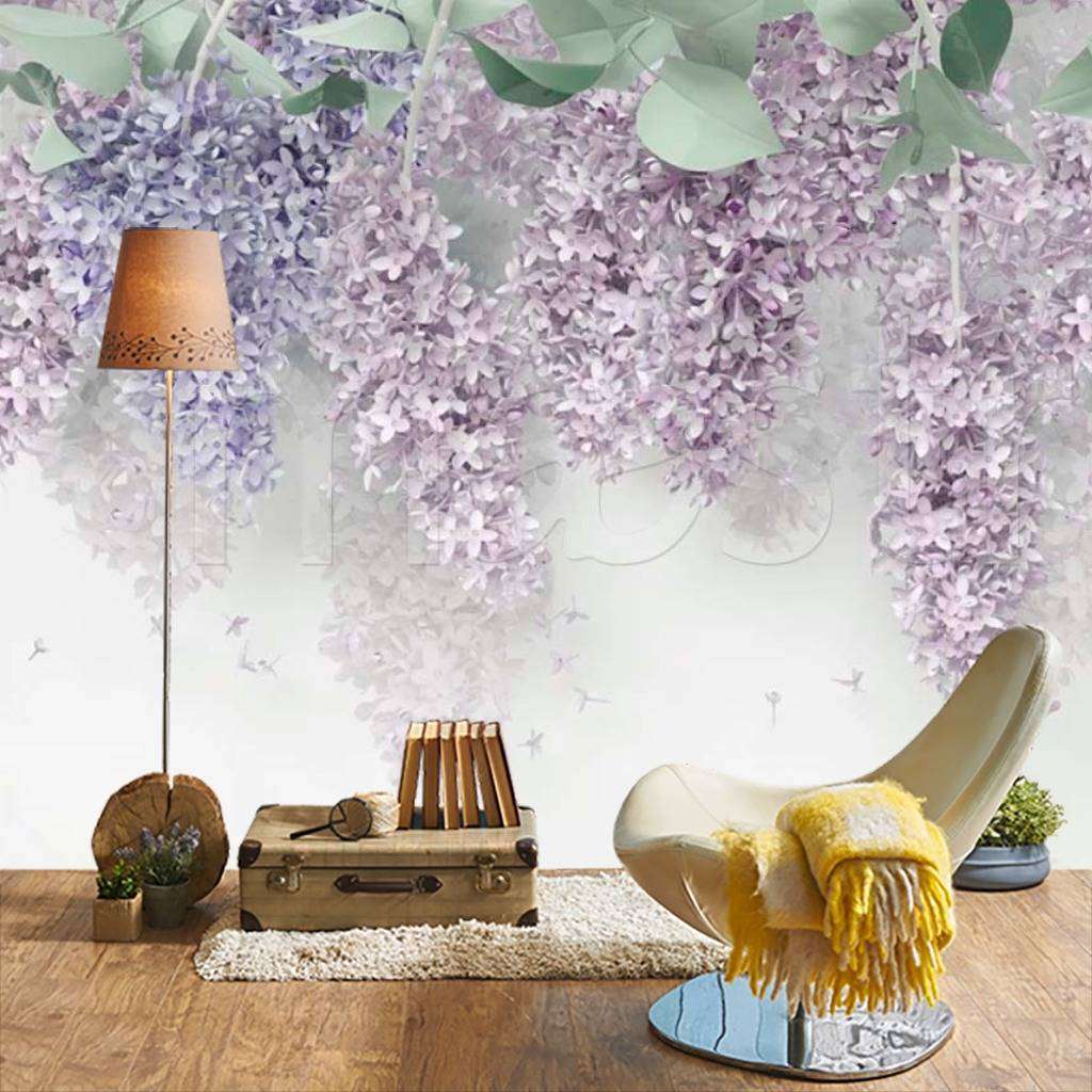 Фотообои в интерьере 3д сирень  15-038 фото