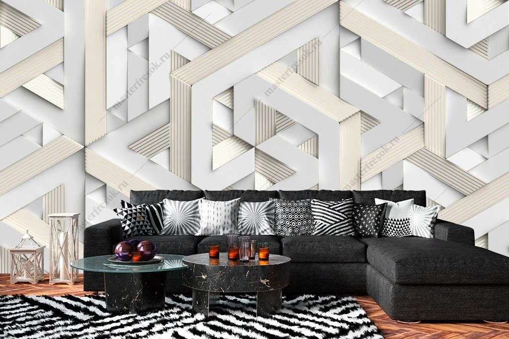 Фотообои в интерьере объемные линии  9-1576 фото