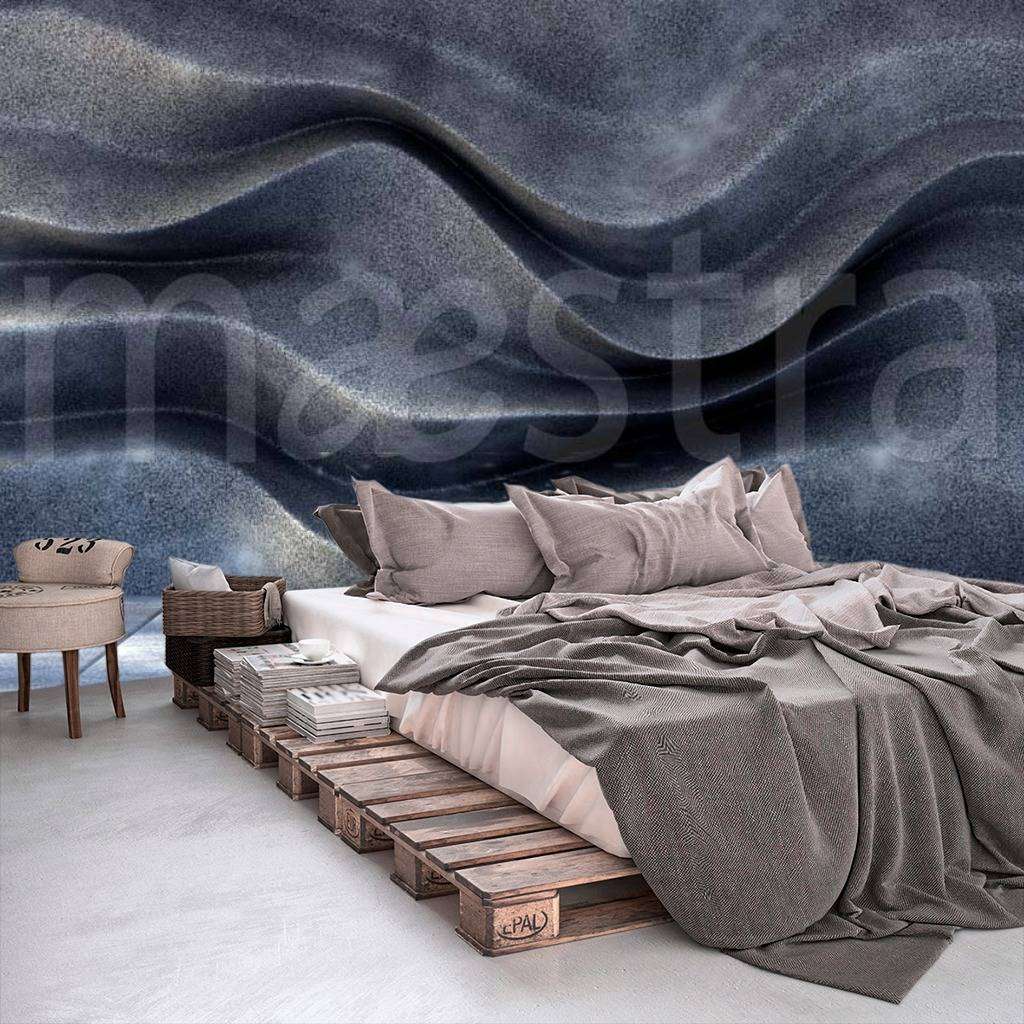 Фотообои в интерьере 3д черные волны  10-471 фото