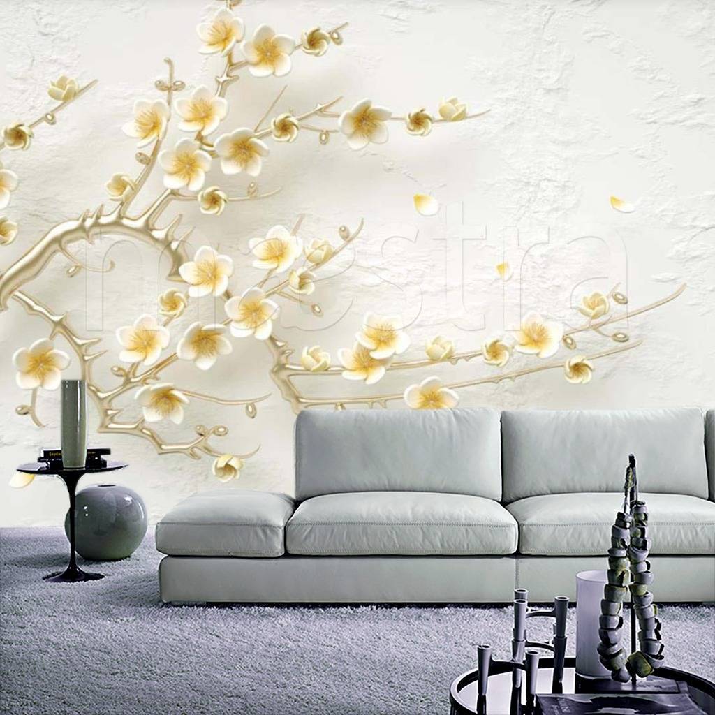 Фотообои Желтые 3д трехмерные цветы  15-022