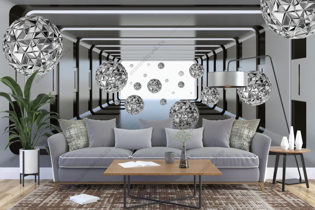 Фотообои Тоннель 3д с шарами  9-1594