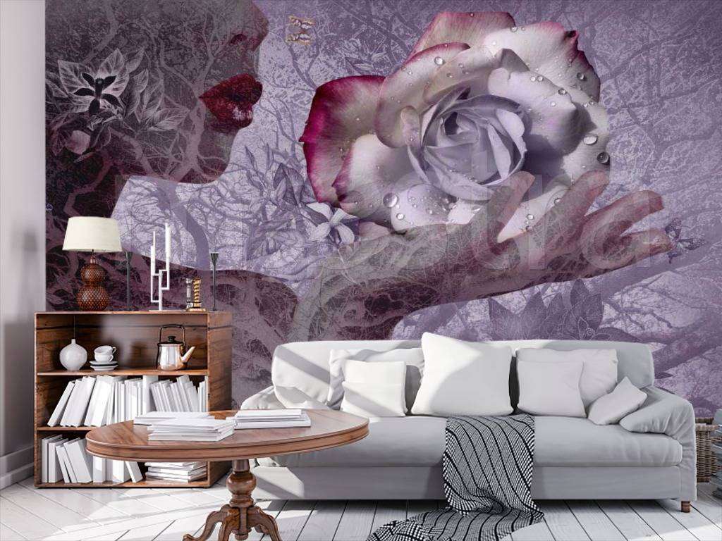 Фотообои Роза романтика в темных тонах  7-387