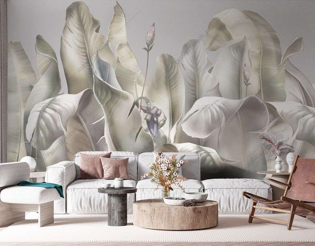 Фотообои в интерьере листья бананового дерева  13-561 фото