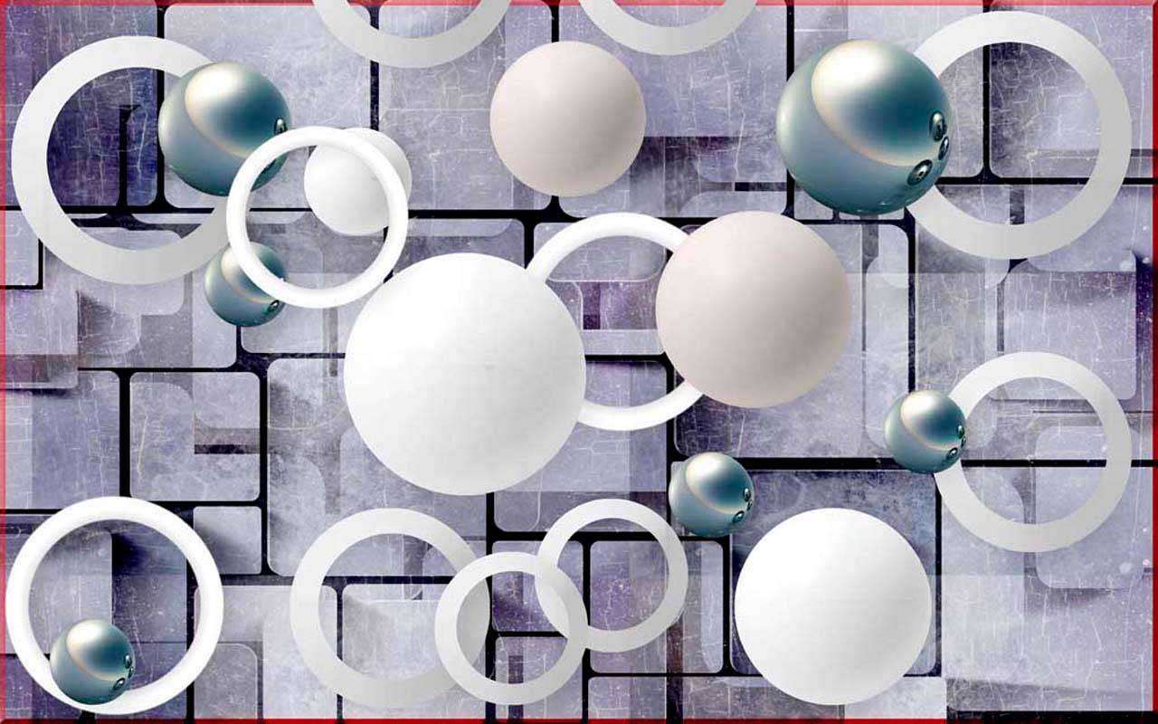 Фотообои в интерьере 3d фон с шарами и кругами  10-429 фото