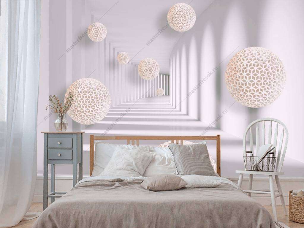 Фотообои в интерьере 3д тоннель с шарами  10-653 фото