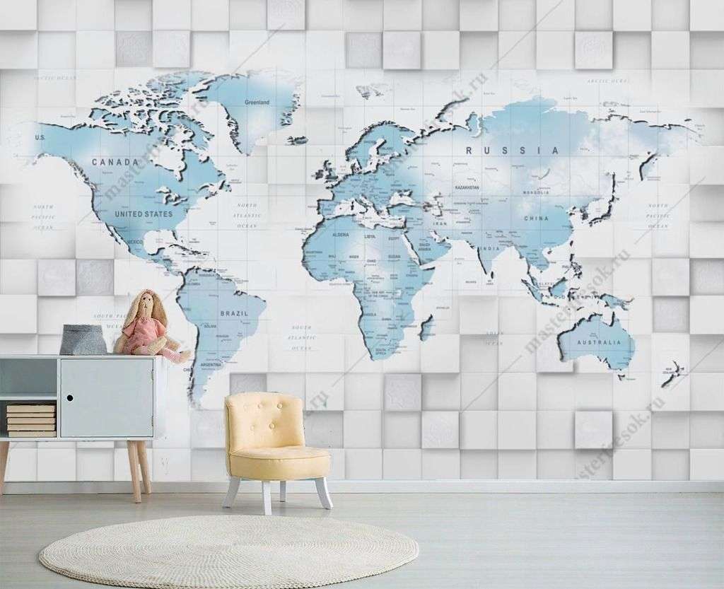 Фотообои в интерьере 3д карта  13-560 фото
