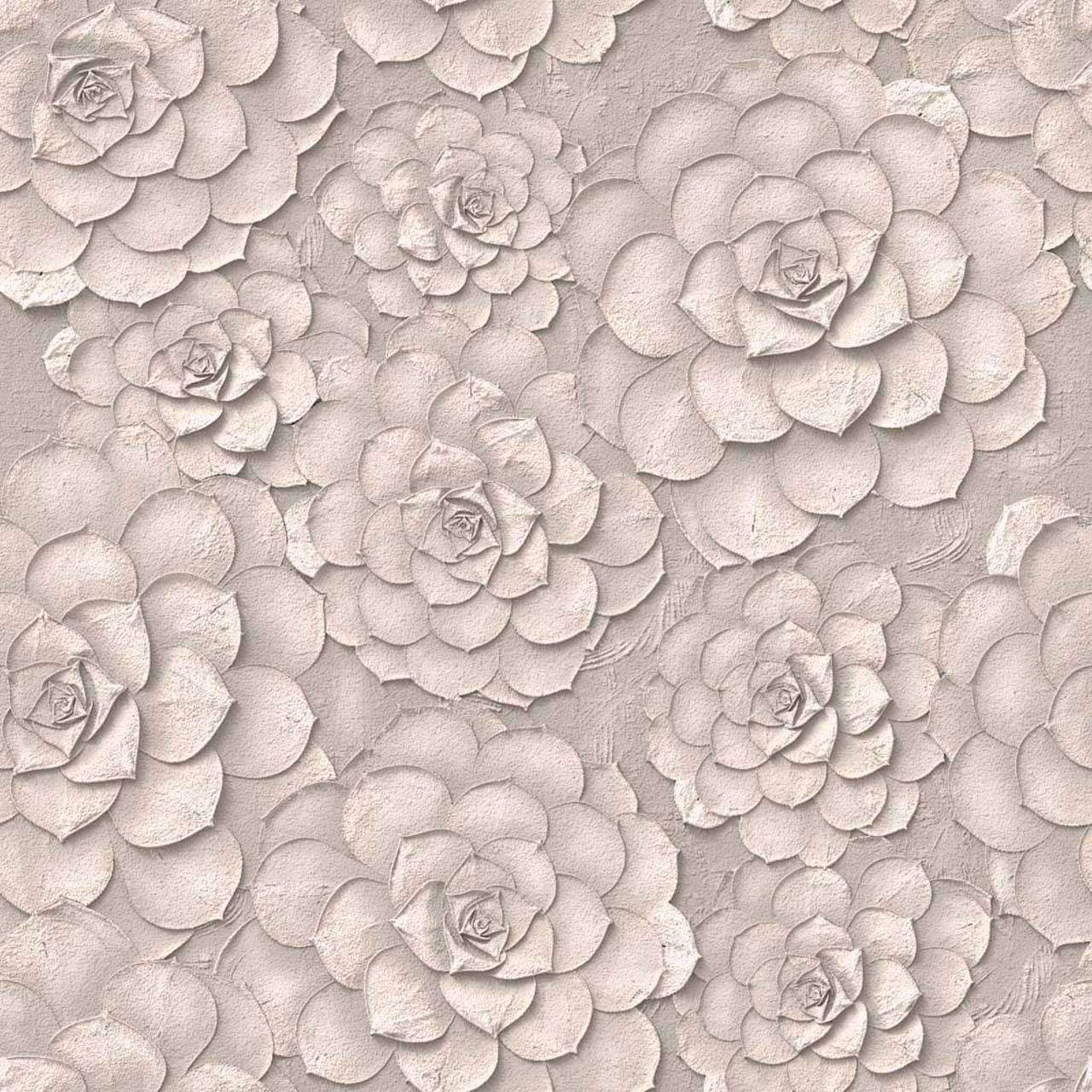 Фотообои в интерьере 3д розы из лепнины  10-474 фото