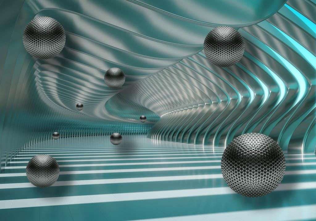 Фотообои в интерьере 3д черные шары  10-911 фото