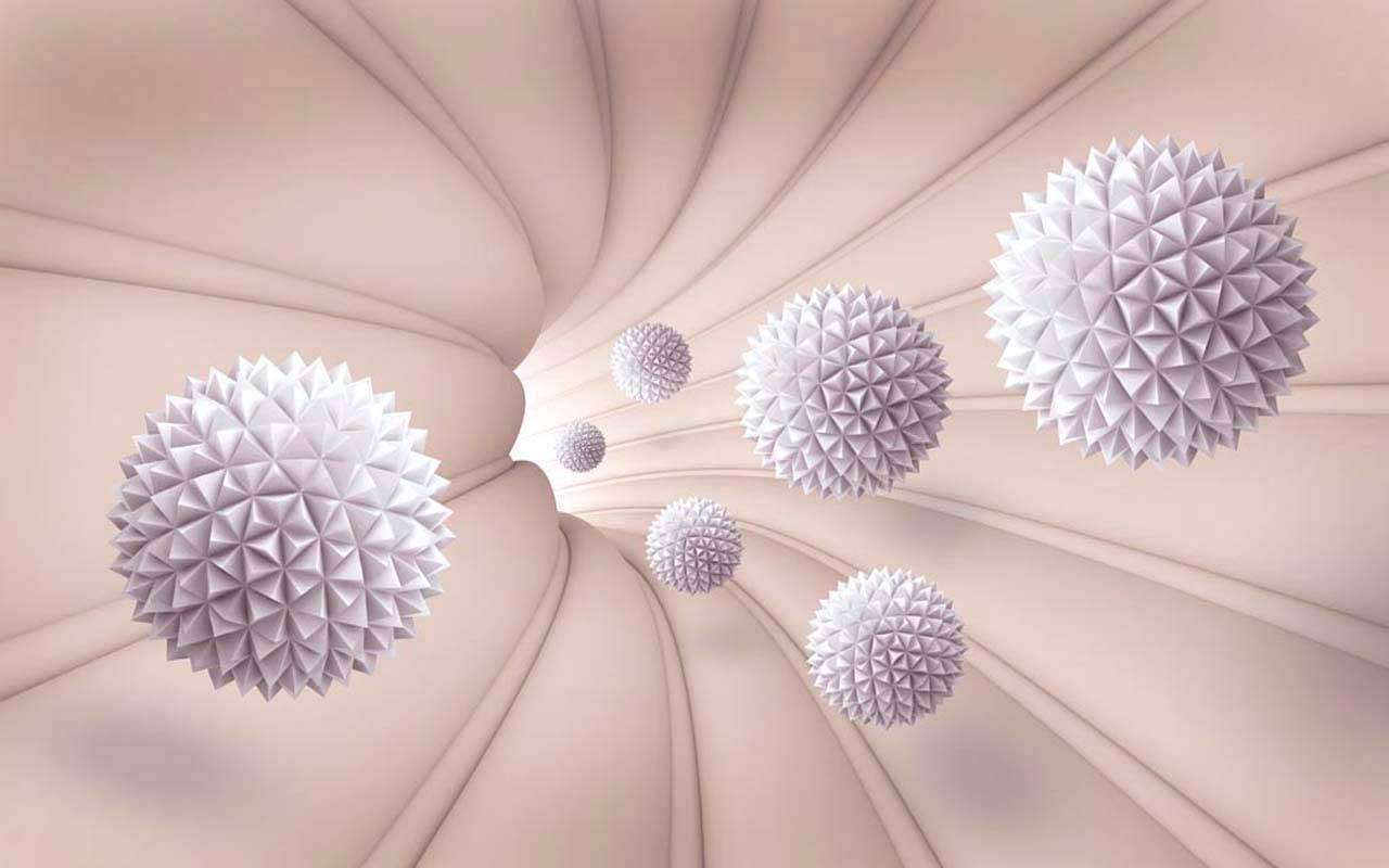 Фотообои в интерьере 3д шары летящие в воронку  10-526 фото