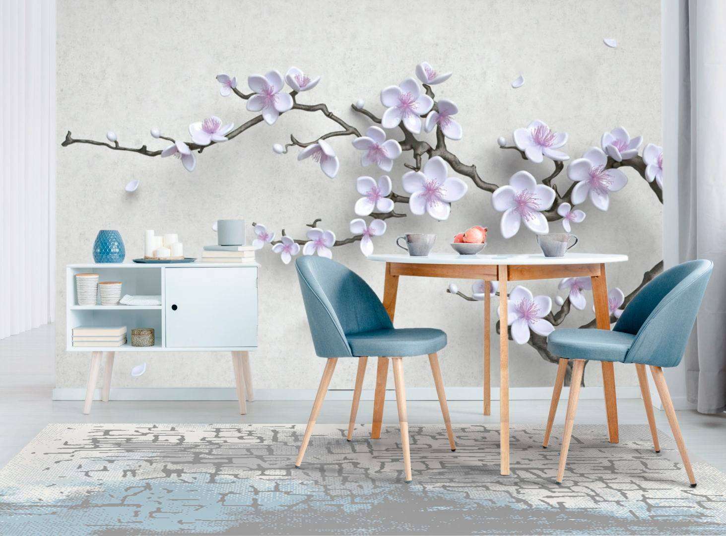 Фотообои в интерьере нежная веточка  10-608 фото