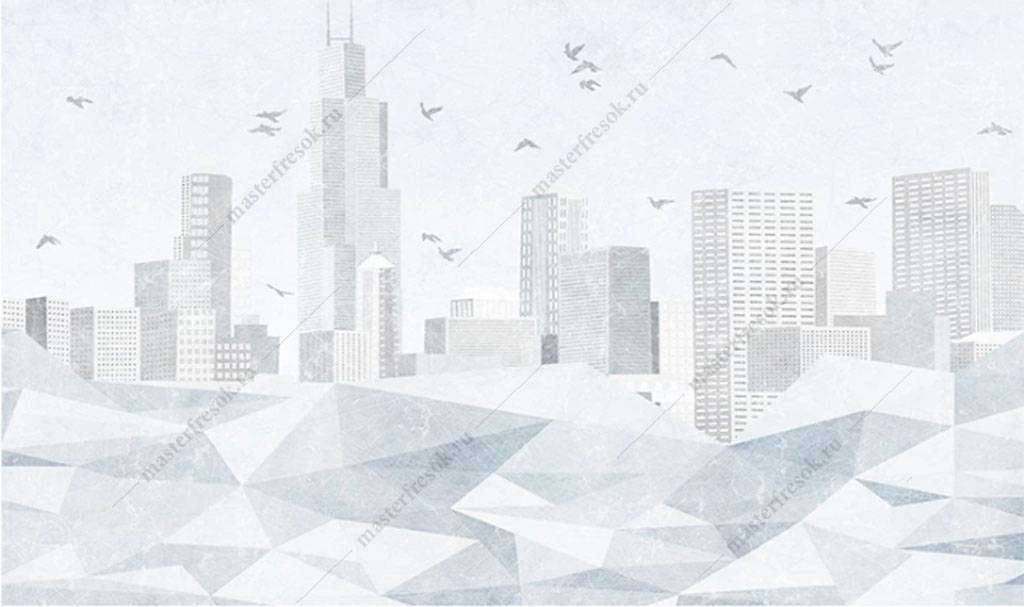 Фотообои в интерьере серый город  15-859 фото