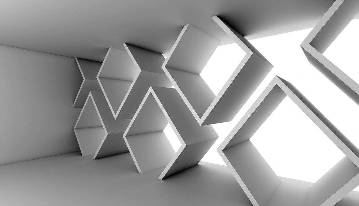 Фотообои в интерьере трёхмерные ромбы  10-978 фото