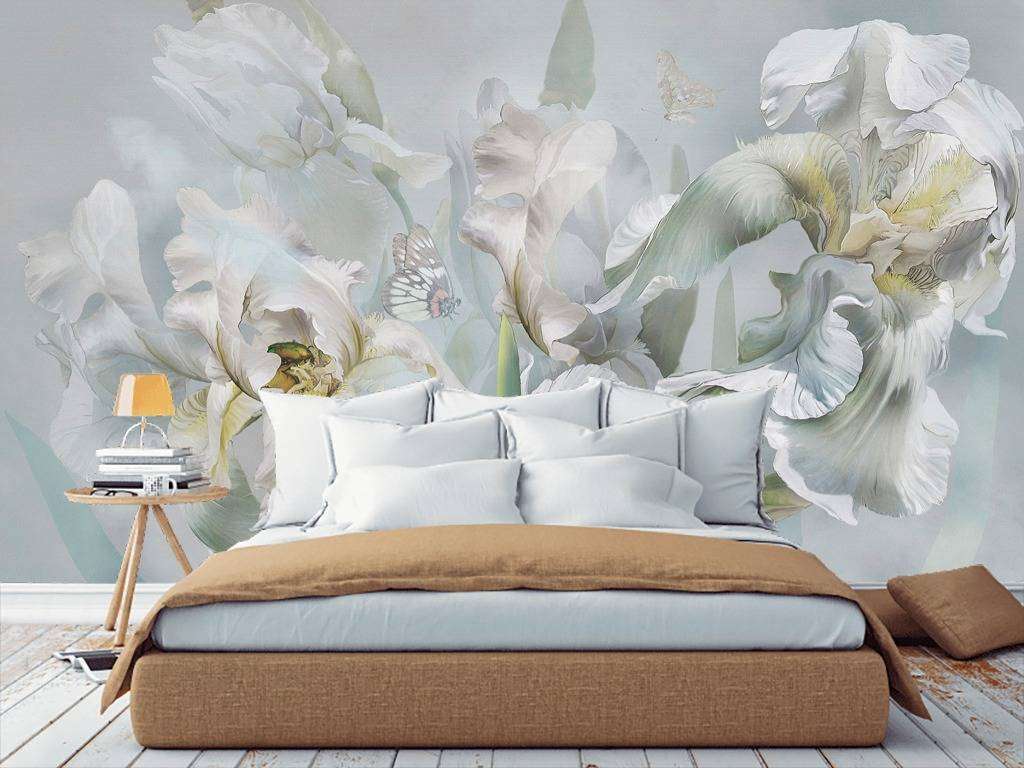 Фотообои в интерьере белые ирисы  13-178 фото