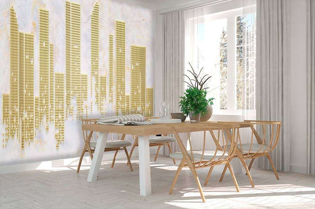 Фотообои Абстракция трехмерный золотой город 3д  15-463