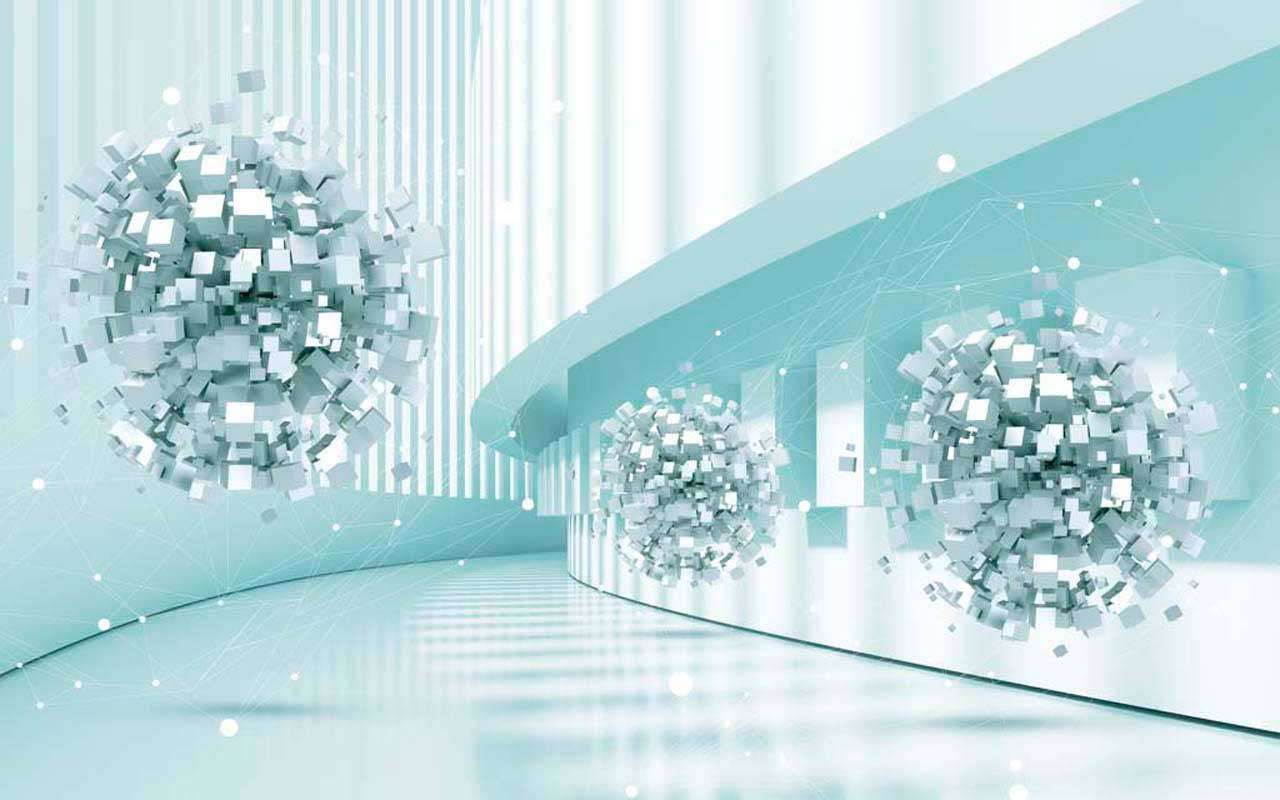 Фотообои в интерьере 3д распадающиеся шары  10-509 фото