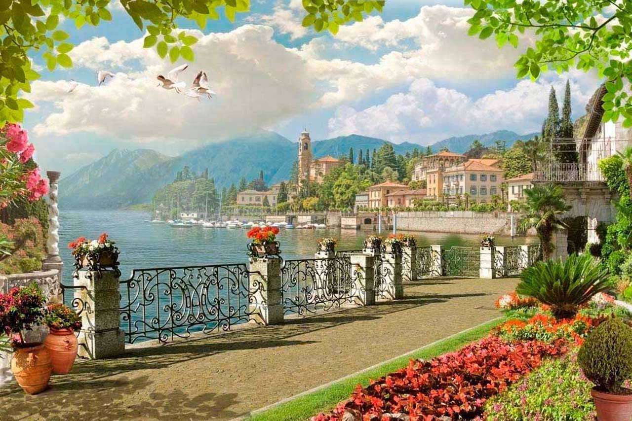 Фотообои в интерьере набережная для прогулок у моря  6-038 фото