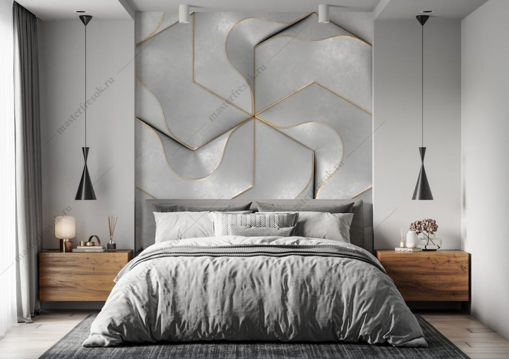 Фотообои Объемная серая плитка  9-1587