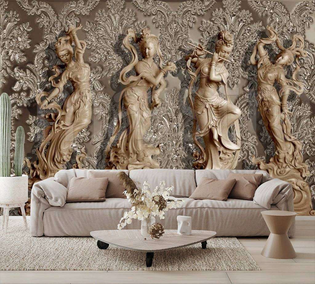 Фотообои в интерьере статуи 3д  7-812 фото