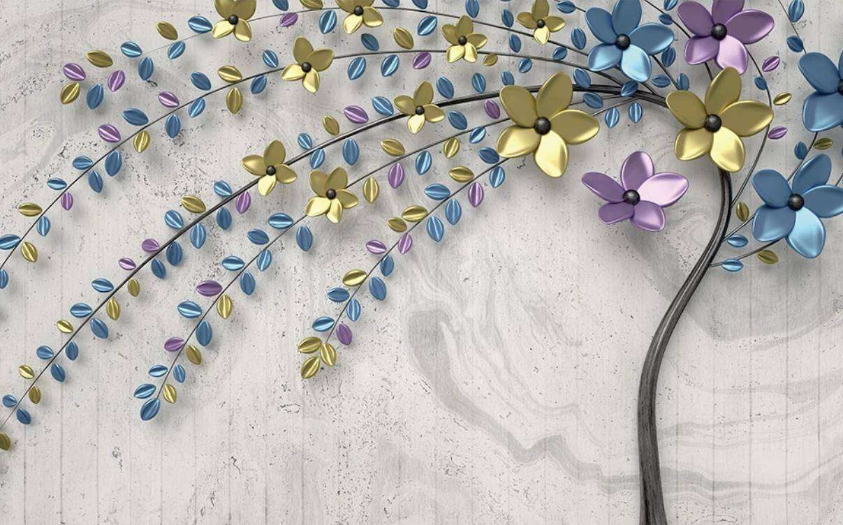 Фотообои в интерьере 3д дерево мультицвет  15-372 фото