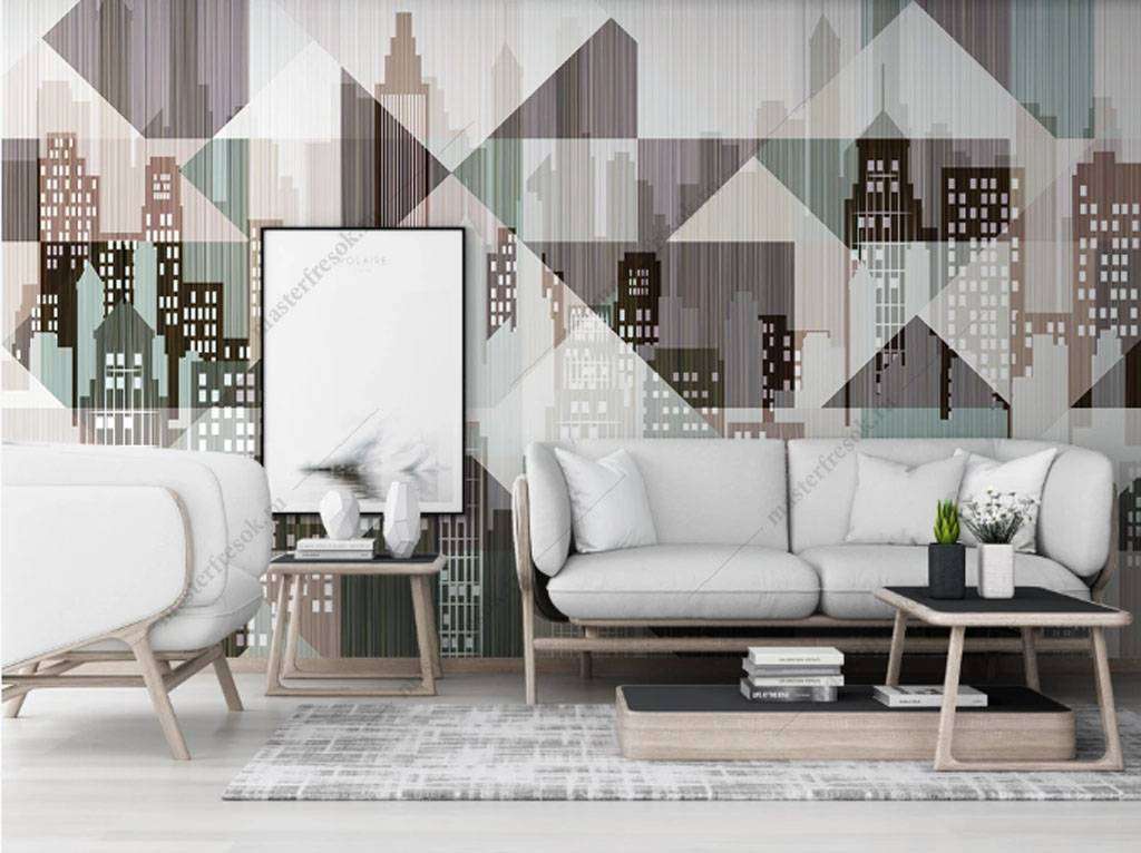 Фотообои в интерьере нарисованный город  15-847 фото