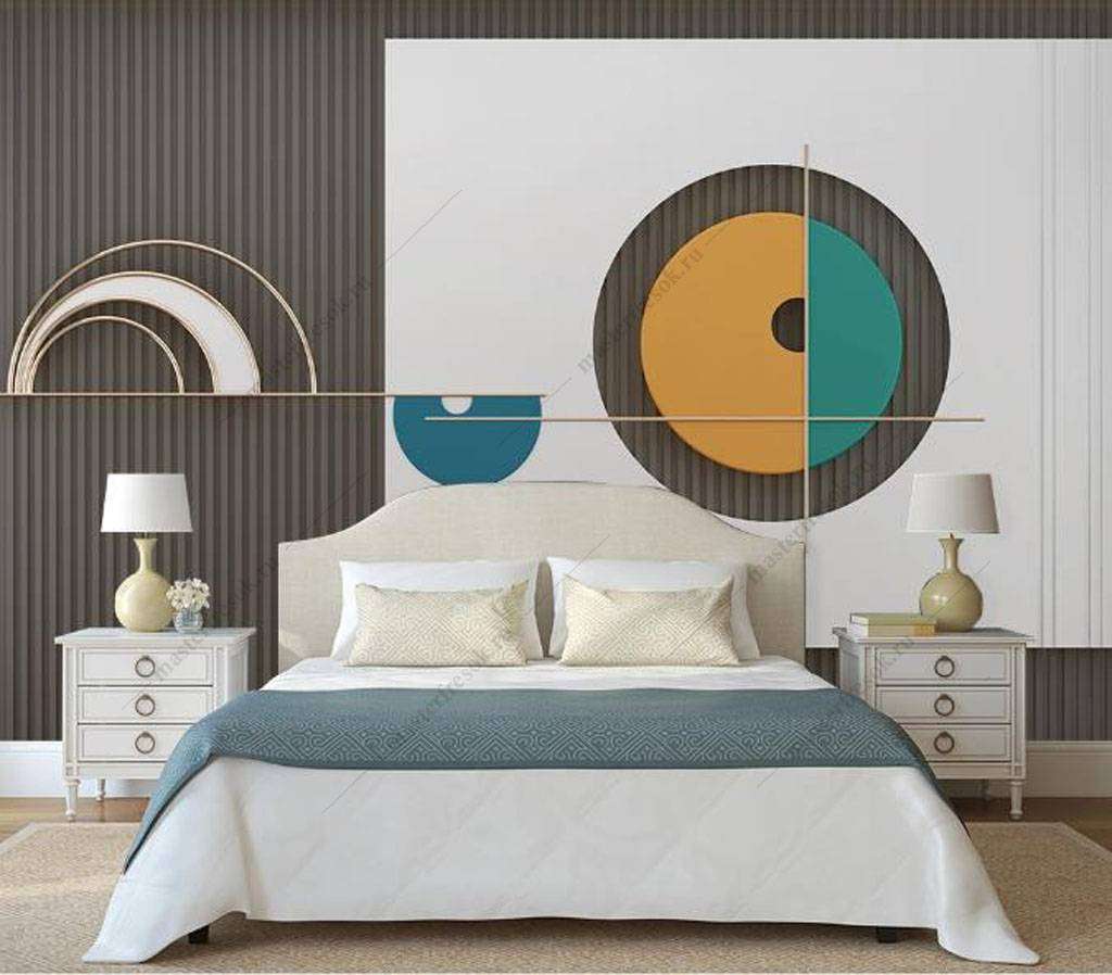 Фотообои в интерьере круговая геометрия  16-058 фото